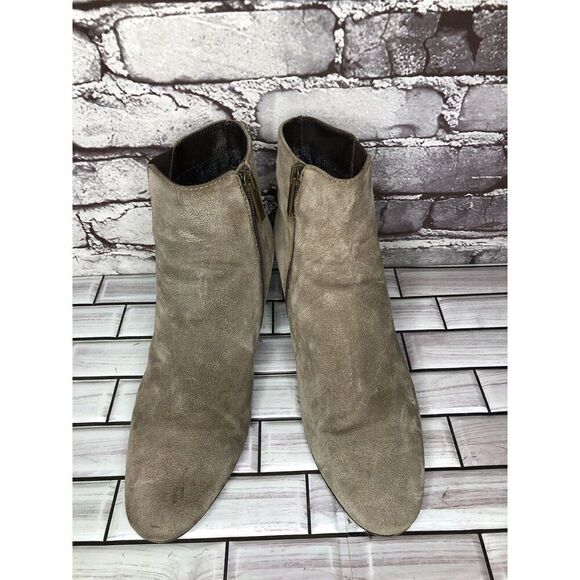Aquatalia Taupe Suede Leather Side Zip Heel Ankle Booties Women’s Sz 10M US/41EU - Picture 12 of 16